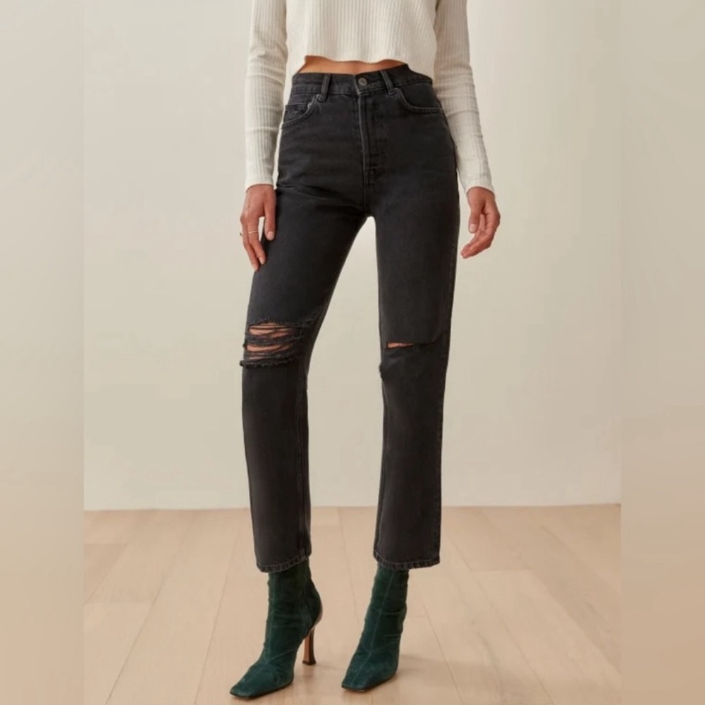 Womens Reformation Lagoon Destroyed Jeans